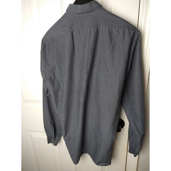 Visage Grey Black Striped Button Down Long Sleeve Dress Shirt. Size L - Picture 8 of 8